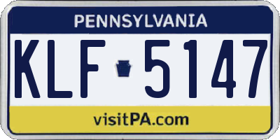 PA license plate KLF5147
