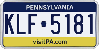 PA license plate KLF5181