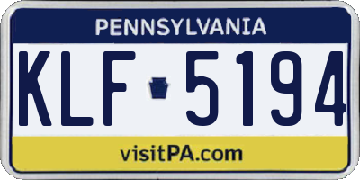 PA license plate KLF5194