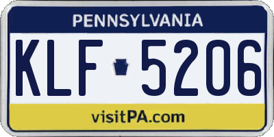 PA license plate KLF5206