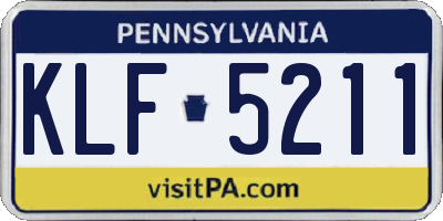 PA license plate KLF5211