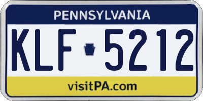 PA license plate KLF5212