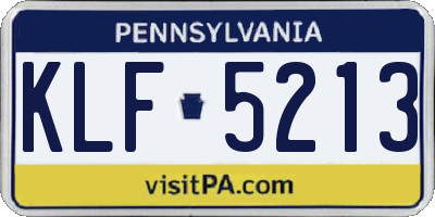 PA license plate KLF5213