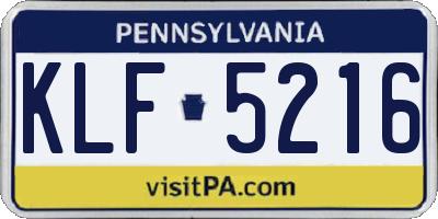 PA license plate KLF5216