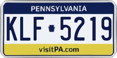 PA license plate KLF5219