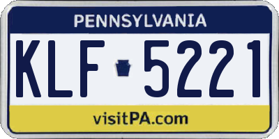 PA license plate KLF5221