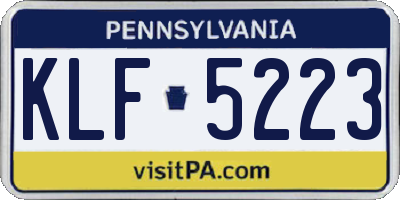 PA license plate KLF5223
