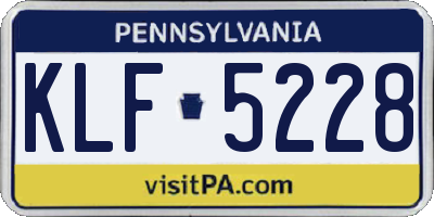 PA license plate KLF5228