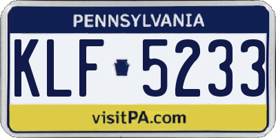 PA license plate KLF5233