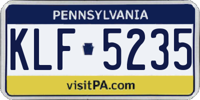 PA license plate KLF5235