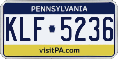 PA license plate KLF5236