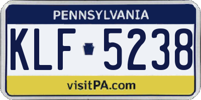 PA license plate KLF5238