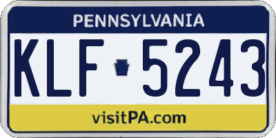 PA license plate KLF5243