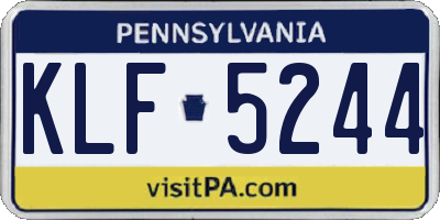 PA license plate KLF5244