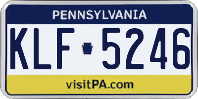 PA license plate KLF5246