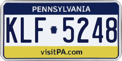 PA license plate KLF5248