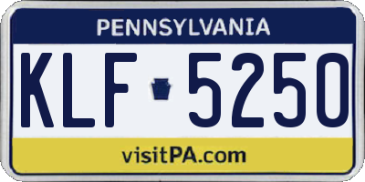 PA license plate KLF5250