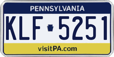 PA license plate KLF5251