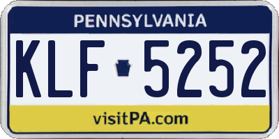 PA license plate KLF5252