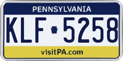 PA license plate KLF5258