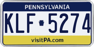 PA license plate KLF5274
