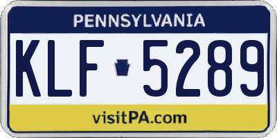 PA license plate KLF5289