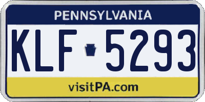 PA license plate KLF5293