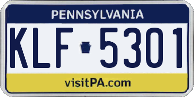 PA license plate KLF5301