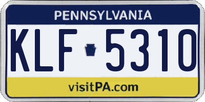 PA license plate KLF5310