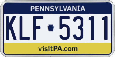 PA license plate KLF5311