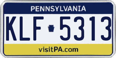 PA license plate KLF5313