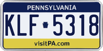 PA license plate KLF5318