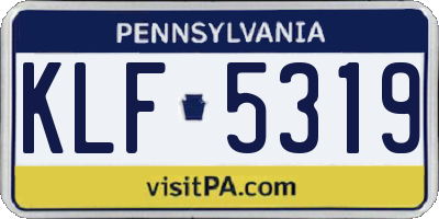 PA license plate KLF5319