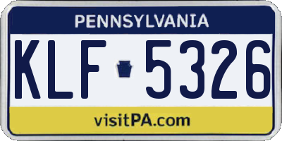 PA license plate KLF5326