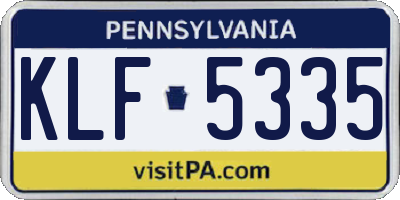 PA license plate KLF5335