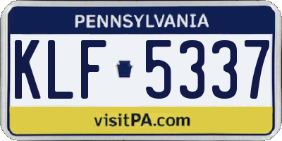 PA license plate KLF5337