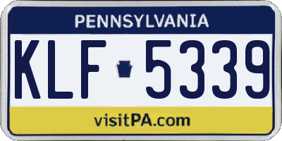 PA license plate KLF5339