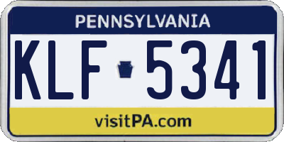 PA license plate KLF5341