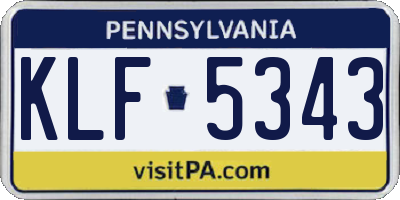 PA license plate KLF5343