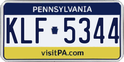 PA license plate KLF5344