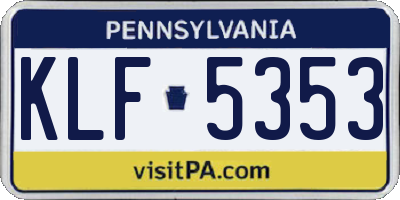 PA license plate KLF5353