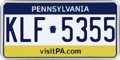 PA license plate KLF5355
