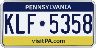 PA license plate KLF5358