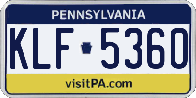 PA license plate KLF5360