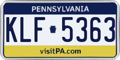 PA license plate KLF5363