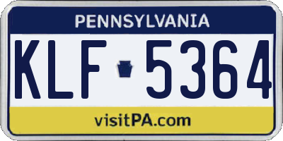 PA license plate KLF5364