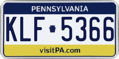 PA license plate KLF5366