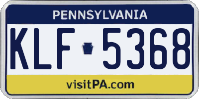 PA license plate KLF5368
