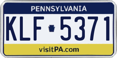 PA license plate KLF5371