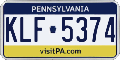 PA license plate KLF5374